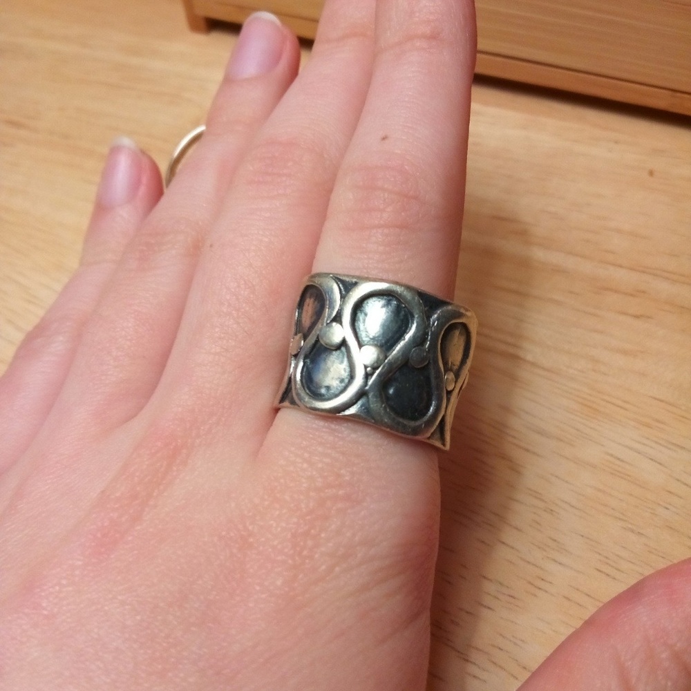 Sterling silver artisan handmade thick ring